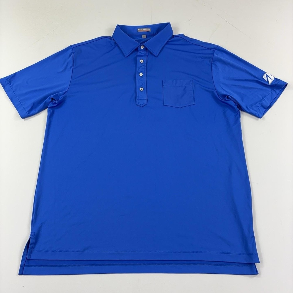 Peter Millar Summer Comfort Polo Shirt Mens XL Blue Golf Short Sleeve Tour Issue